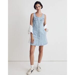 Madewell Denim Sleeveless Seamed Button Front Mini Dress